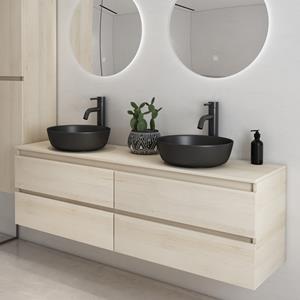 Fontana Proma badmeubel 160cm met zwarte waskommen beach eiken