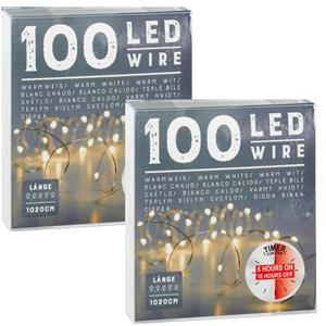 Cepewa Draadverlichting Lichtsnoer Met 100 Lampjes Warm Wit Op Batterij 1 Meter Met Timer ichtsnoeren