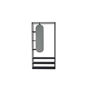 Hioshop Classe Garderobe Opstelling 6 Planken, 1 Spiegel Zwart.