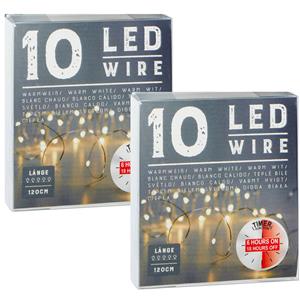 Draadverlichting Lichtsnoer Met 10 Lampjes Warm Wit Op Batterij 120 Cm Met Timer ichtsnoeren