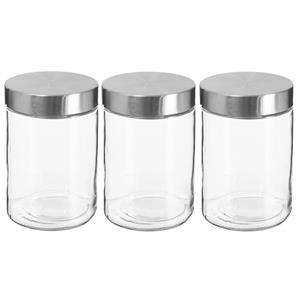 Secret de Gourmet 3x Stuks Voorraadbussen/voorraadpotten 1,2l Glas Met Rvs Deksel - Voorraadpot