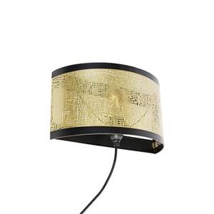 QAZQA Vintage Wandlampe schwarz mit Messing 30x17 cm - Kayleigh