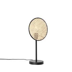 QAZQA Country Tischlampe schwarz mit Rattan 25 cm - Kata