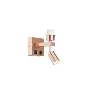 Qazqa Moderne Wandlamp Koper Met Leeslamp - Brescia