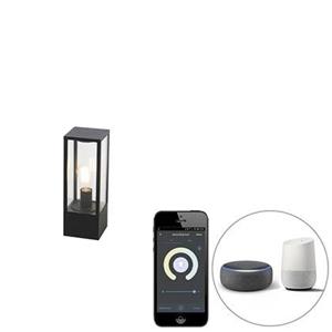 qazqa Smarte stehende Außenleuchte schwarz 40 cm IP44 inkl. Wifi ST64 - Charlois - Schwarz