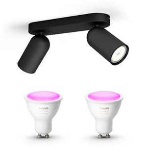 Philips  myLiving Pongee Opbouwspot - Zwart - 2 Lichtpunten