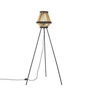 QAZQA Orientalische Stativ-Stehlampe Bambus mit Schwarz - Evalin