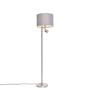 QAZQA Vloerlamp jelena - Grijs - Modern - D 35cm