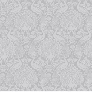 LAURA ASHLEY Vliestapete "Laura Ashley Peacock Damask Pale Slate Vliestapete", animal print, Laura Ashley Peacock Damask Pale Slate Vliestapete