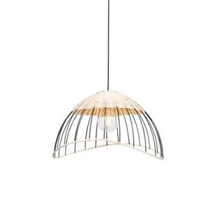 QAZQA Oosterse hang en plafondlamp zwart met rotan - Treccia Pua
