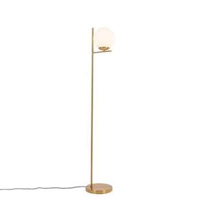 QAZQA Art Deco Stehlampe Gold mit Opalglas - Flore