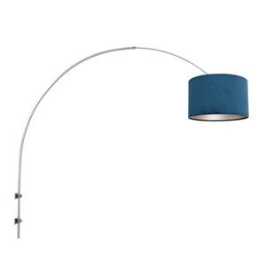 Steinhauer LIGHTING Wandleuchte, Wandleuchte Bogenleuchte Leselampe Textil blau Schlafzimmerleuchte stahlfarben