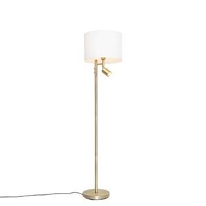 QAZQA Stehlampe bronze mit Schirm weiß und Leselampe - Jelena