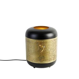 QAZQA Vintage Tischlampe schwarz mit Messing - Kayleigh