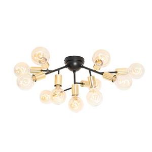 QAZQA Moderne Deckenlampe Schwarz mit Gold 12 Lichter - Juul