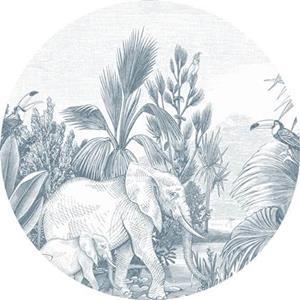 Estahome Behangcirkel - Jungle - Ø 140 cm - Blauw