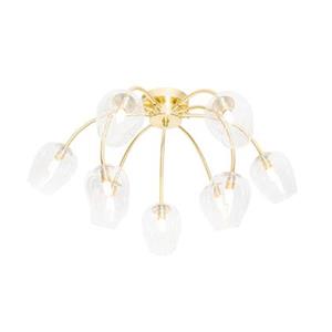 QAZQA Klassische Deckenlampe Gold mit Glas 9 Lichter - Elien