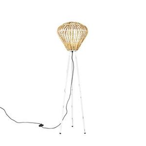 QAZQA Vloerlamp diamondcanna - Naturel - Landelijk - D 42cm