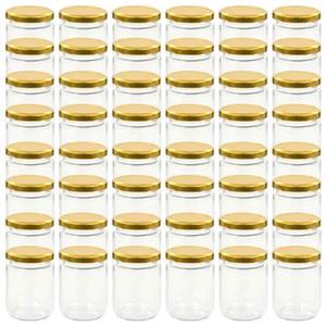 VidaXL Jampotten met goudkleurige deksels 48 st 230 ml glas