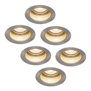 HOFTRONIC™ 6x Mari LED inbouwspot verzonken - 5 Watt - Warm wit 2700K - Verwisselbare GU10 - Dimbaar - voor binnen en buiten - RVS
