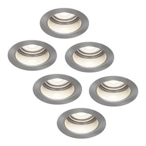 HOFTRONIC™ 6x Mari LED inbouwspot verzonken - 5 Watt - Daglicht wit 6000K - Verwisselbare GU10 - Dimbaar - voor binnen en buiten - RVS