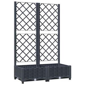 vidaXL Plantenbak met latwerk 80x40x121,5 cm polypropeen donkergrijs