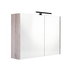 Best Design Happy spiegelkast met verlichting 80x60cm eiken grijs