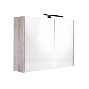 Best Design Happy spiegelkast met verlichting 100x60cm eiken grijs