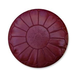 Poufs&Pillows Bordeaux Ronde Leren Poef