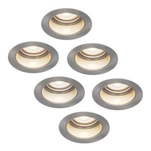 HOFTRONIC™ 6x Mari LED inbouwspot verzonken - 5 Watt - Neutraal wit 4000K - Verwisselbare GU10 - Dimbaar - voor binnen en buiten - RVS