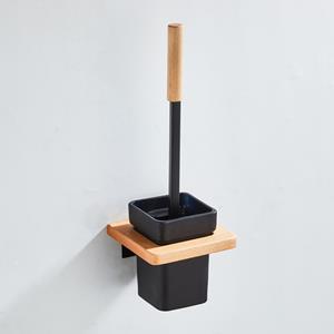 Saniclear Lumber toiletborstel mat zwart walnoothout