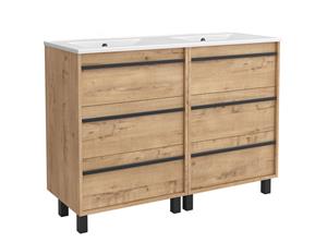 Muebles Resh badkamermeubel eiken 120cm witte wastafel zonder kraangat
