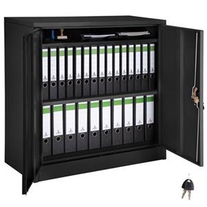 tectake Aktenschrank mit 3 Böden 90x40x90 cm - Büroschrank, Rolladenschrank, Hängeregisterschrank - schwarz