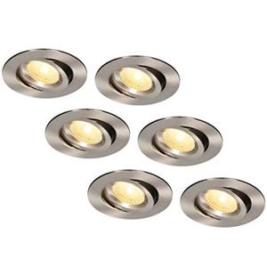 HOFTRONIC 6x Salerno - LED Inbouwspots Badkamer IP44 Zilver