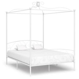 vidaXL Himmelbett-Gestell Weiß Metall 180 x 200 cm 