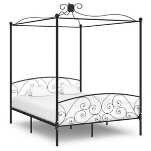 vidaXL Himmelbett-Gestell Schwarz Metall 180 x 200 cm 