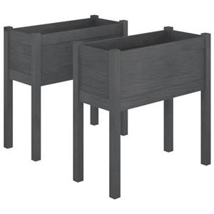 VidaXL Plantenbakken 2 st 70x31x70 cm massief grenenhout grijs
