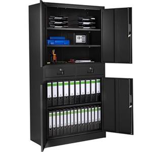 tectake Aktenschrank Aktenschrank Cosmo mit 2 Schubfächern 40x80x180cm (Komplettset, 1-St., inkl. 8 Schlüssel) Aktenschrankschlüssel
