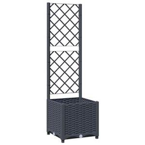 vidaxl Plantenbak met latwerk 40x40x136 cm polypropeen donkergrijs