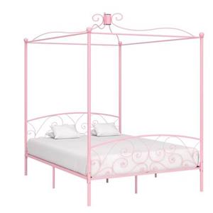 vidaXL Himmelbett-Gestell Rosa Metall 160 x 200 cm 