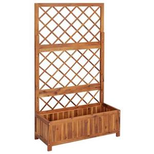 VidaXL Plantenbak verhoogd met latwerk 85x38x150 cm massief acaciahout