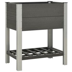 VidaXL Plantenbak verhoogd met schap 75x50x90 cm HKC grijs
