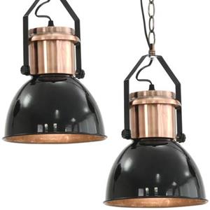 vidaXL Deckenlampe 2 Stk. Schwarz Rund E27 
