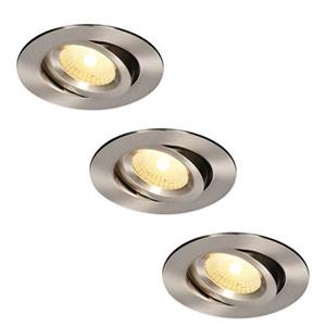 HOFTRONIC 3x Salerno - LED Inbouwspots Badkamer IP44 Zilver