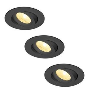 HOFTRONIC 3x Salerno - LED Inbouwspots Badkamer IP44 Zwart