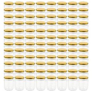 VidaXL Jampotten met goudkleurige deksels 96 st 230 ml glas
