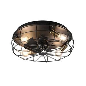 TRIO Leuchten Deckenleuchte "Trondheim", 4 flammig-flammig, mit Ventilator, Fernbedienung., Leuchte/ Ventilator getrennt schaltbar