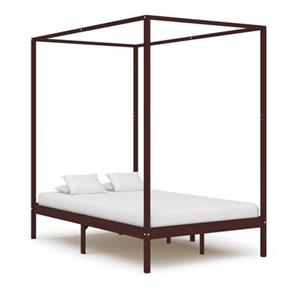 vidaXL Himmelbett-Gestell Dunkelbraun Massivholz Kiefer 140 x 200 cm 