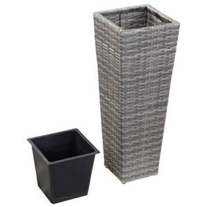 VidaXL Plantenbak verhoogd 30x30x80 cm poly rattan grijs