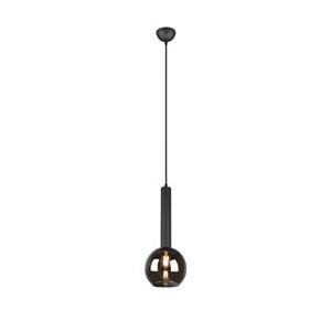 Trio Hanglamp Clayton zwart met smoke glas 310300132